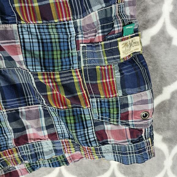 J Crew Swim Trunks Men Size 34 Patchwork Madras Drawstring - Picture 6 of 7